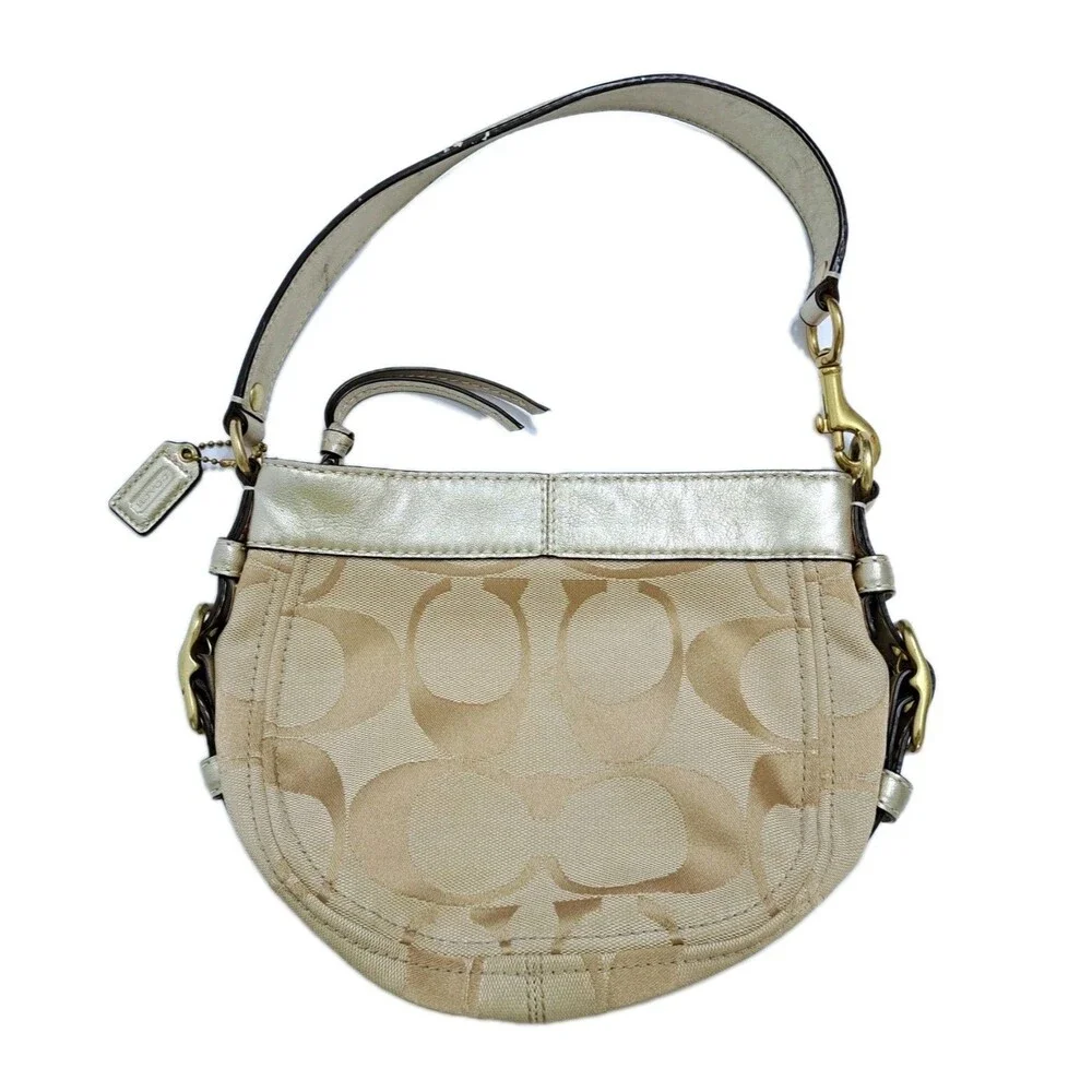 Coach Mini Zoe Vintage Hobo Shoulder Hand Bag 41856 Gold Chapagne Vintage